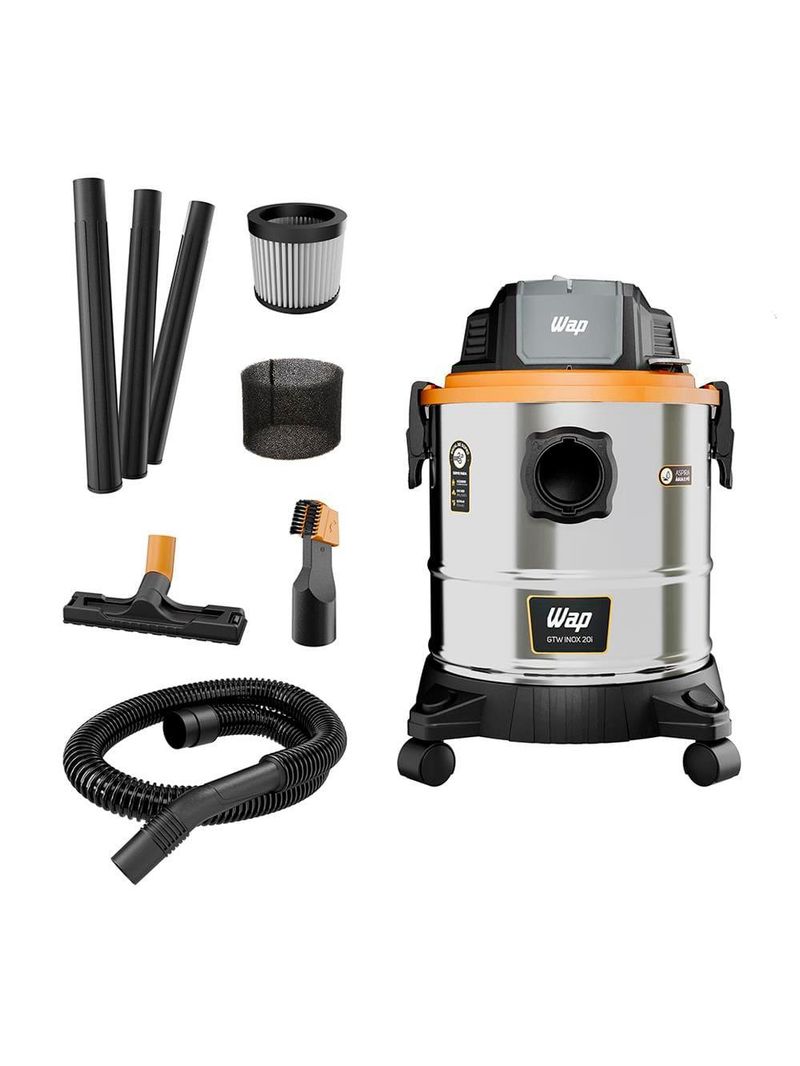 Aspirador de pó e Água wap gtw 1900w 20l com tecnologia easy cleaning – inox/preto/amarelo