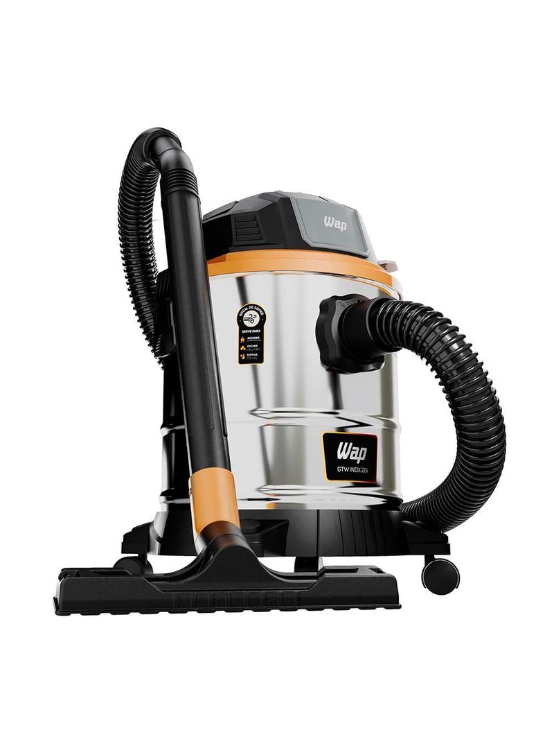 Aspirador de pó e Água wap gtw 1900w 20l com tecnologia easy cleaning – inox/preto/amarelo