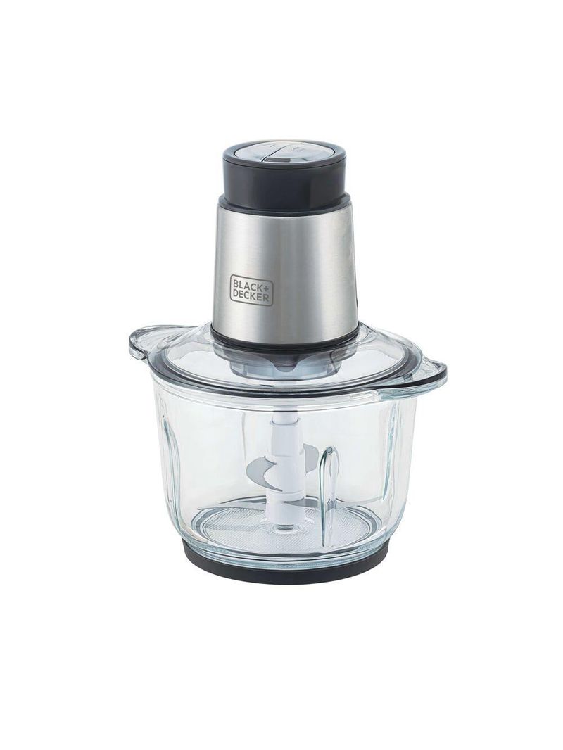 Miniprocessador de alimentos black decker mp300g antiaderente em inox, modo de 2 ou 4 lâminas com 2 velocidades - 300w
