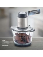 Miniprocessador de alimentos black decker mp300g antiaderente em inox, modo de 2 ou 4 lâminas com 2 velocidades - 300w