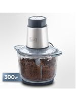 Miniprocessador de alimentos black decker mp300g antiaderente em inox, modo de 2 ou 4 lâminas com 2 velocidades - 300w