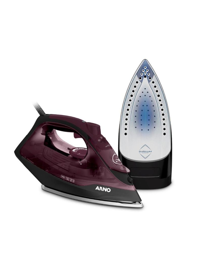 Ferro de passar a vapor arno ultragliss com spray e base durilium airglide - vinho