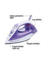 Ferro a vapor black+decker fx1050 1200w base antiaderente spray frontal cabo giratório