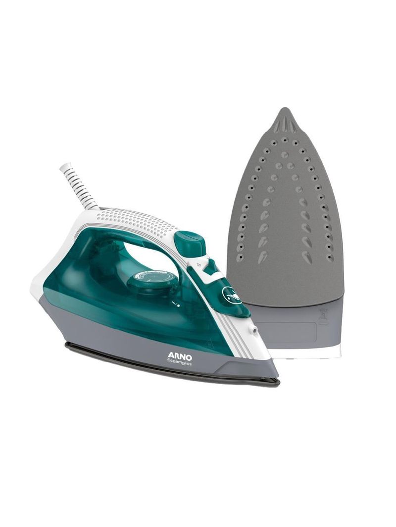 Ferro de passar a vapor arno steamgliss fsgp com spray e base antiaderente - verde/branco