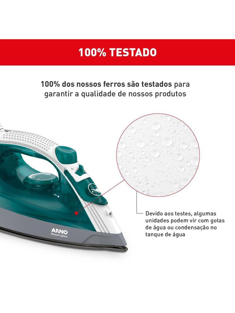 Ferro de passar a vapor arno steamgliss fsgp com spray e base antiaderente - verde/branco