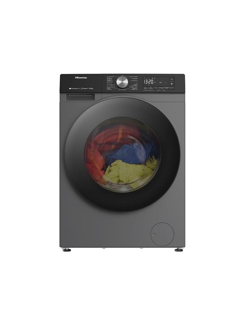 Lava e seca hisense steam wd3s13 inverter com wi-fi, 13 programas de lavagem e 3 de secagem titanium - 13kg/8kg