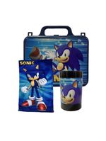 Kit Brinquedo Sonic The Hedgehog Com 1 Lancheira De Maletinha + 1 Copo + 1 Mini Toalha
