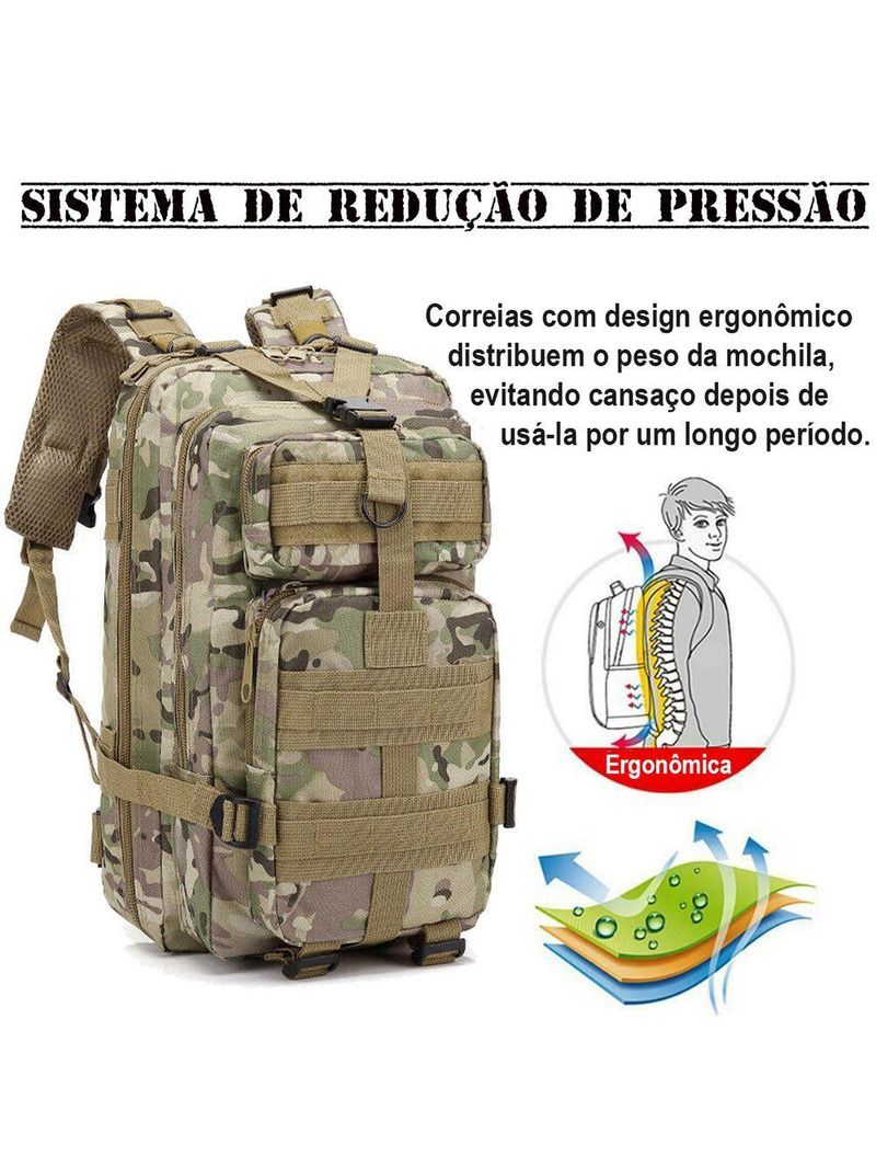 Mochila Multiuso Escolar Tática Cargueira 30 Litros Camping Pesca Verde