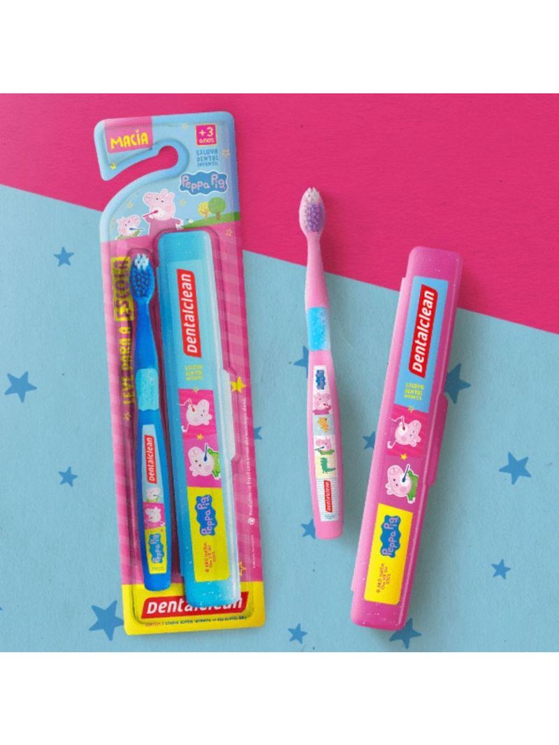 Kit Escova + Estojo Peppa Pig - Macia - 3 Anos+ Dentalclean