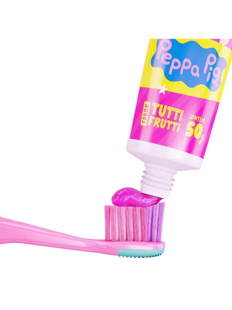 Kit Escova + Estojo Peppa Pig - Macia - 3 Anos+ Dentalclean