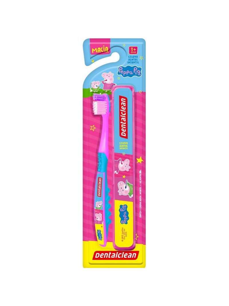 Kit Escova + Estojo Peppa Pig - Macia - 3 Anos+ Dentalclean