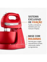 Batedeira mondial premium vermelha bella massa inox b-29 np com 4 velocidades e 500w