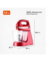 Batedeira mondial premium vermelha bella massa inox b-29 np com 4 velocidades e 500w