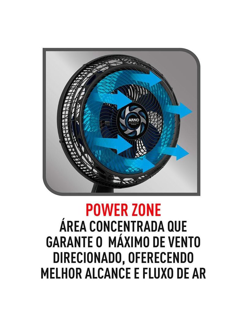 Ventilador de mesa arno xtreme force vb40 40cm 3 velocidades 6 pás preto