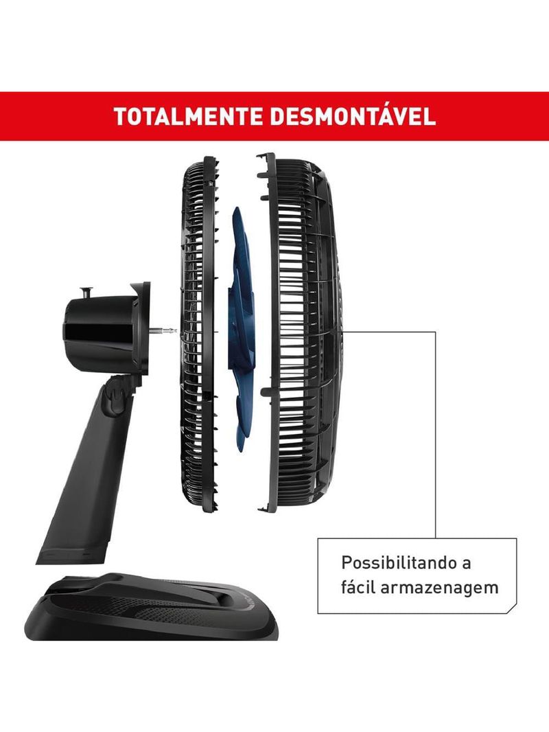 Ventilador de mesa arno xtreme force breeze vb50 50cm com 3 velocidades e 6 pás - preto