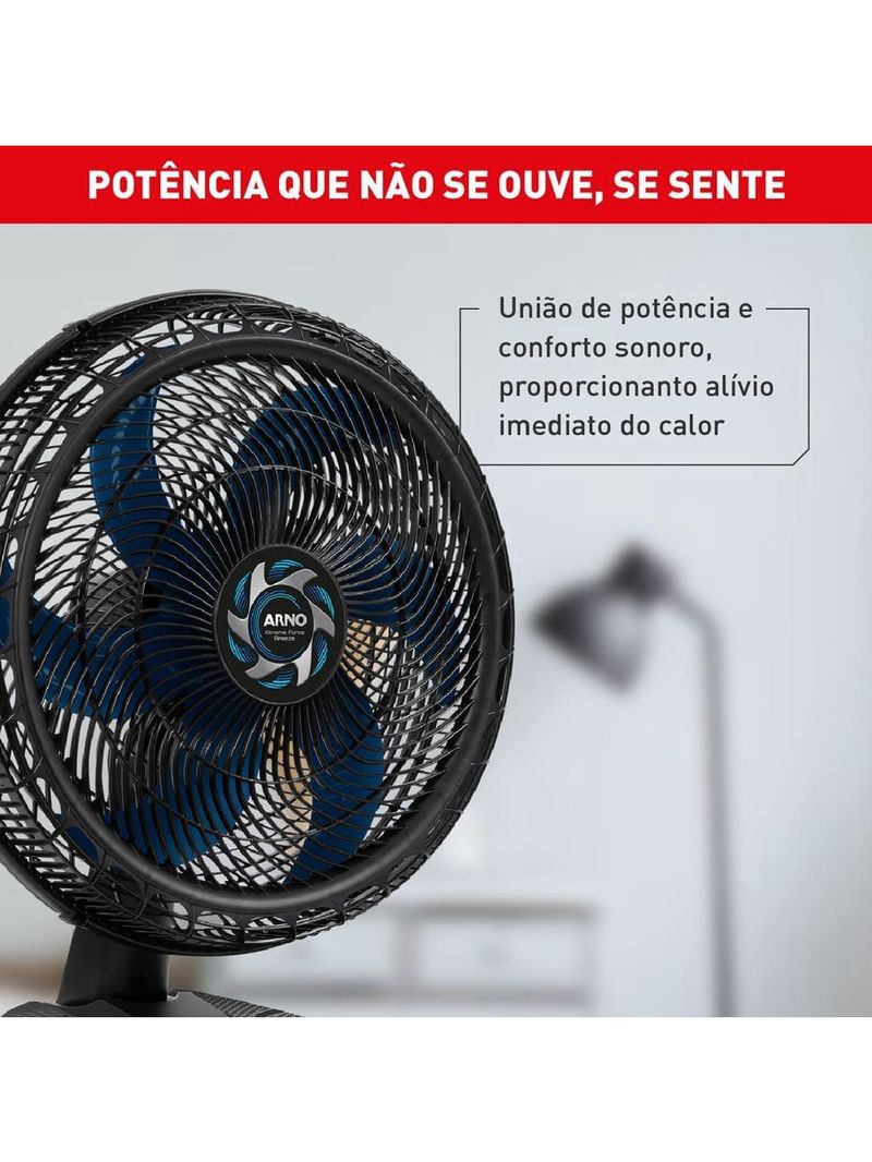 Ventilador de mesa arno xtreme force breeze vb50 50cm com 3 velocidades e 6 pás - preto