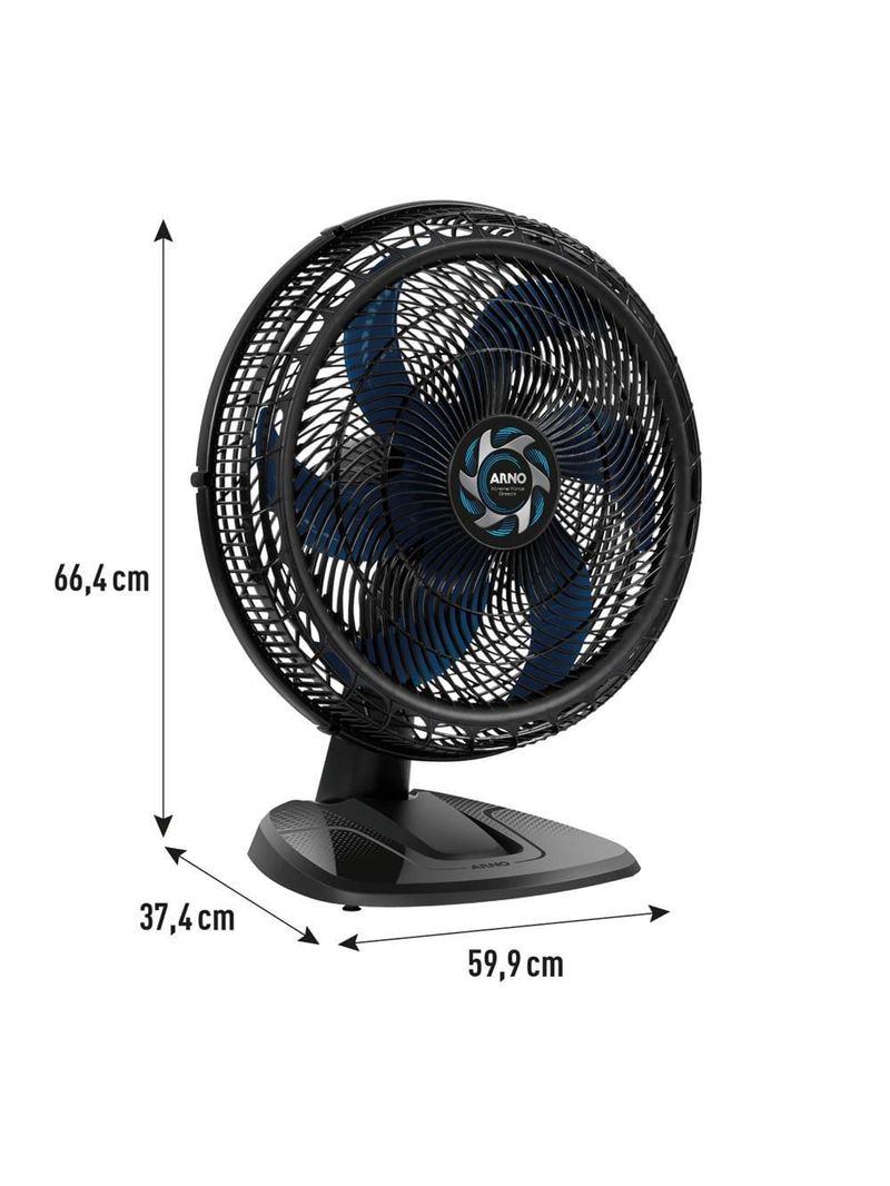 Ventilador de mesa arno xtreme force breeze vb50 50cm com 3 velocidades e 6 pás - preto
