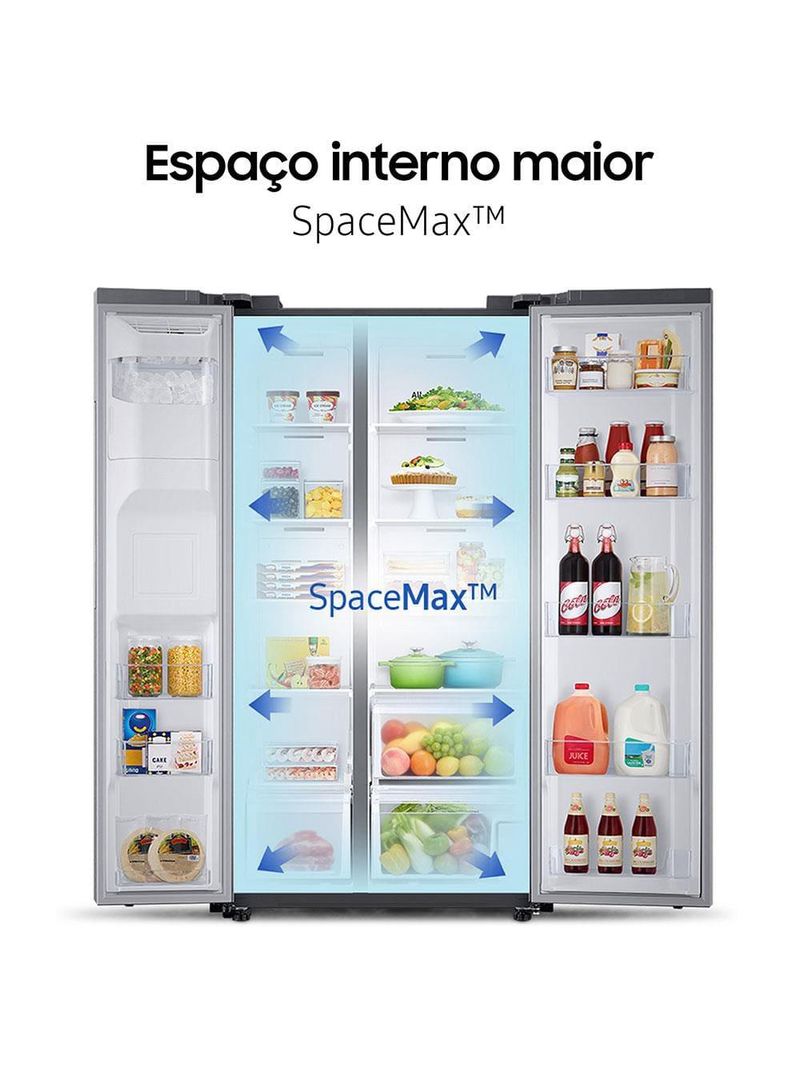 Geladeira samsung side by side digital inverter rs60t5200s9 frost free com all around cooling e spacemax inox look – 602 l