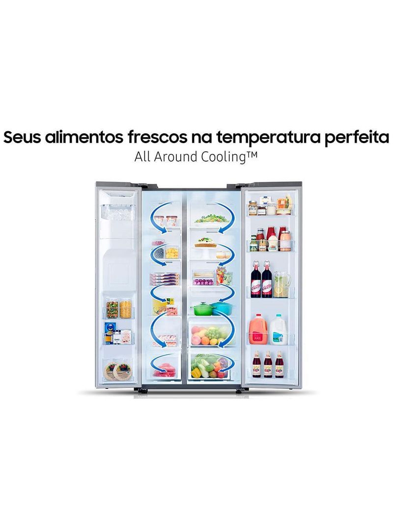 Geladeira samsung side by side digital inverter rs60t5200s9 frost free com all around cooling e spacemax inox look – 602 l
