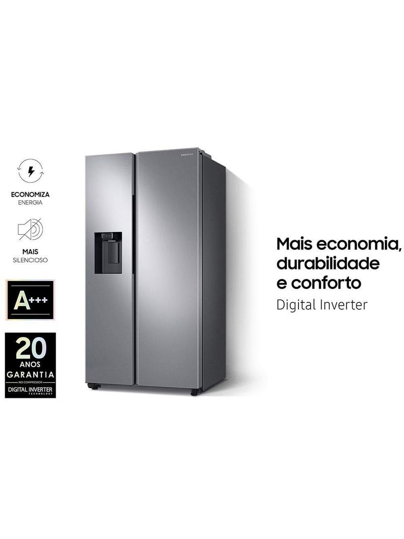 Geladeira samsung side by side digital inverter rs60t5200s9 frost free com all around cooling e spacemax inox look – 602 l