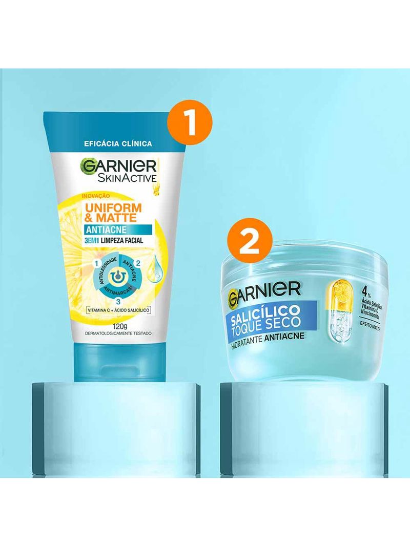 Garnier skin antiacne kit - hidratante facial + sabonete facial 3 em 1