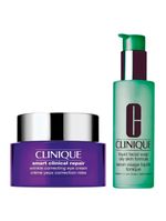 Clinique sabonete líquido + anti-idade para olhos kit - liquid facial soap oily skin + smart custom repair eye treatment