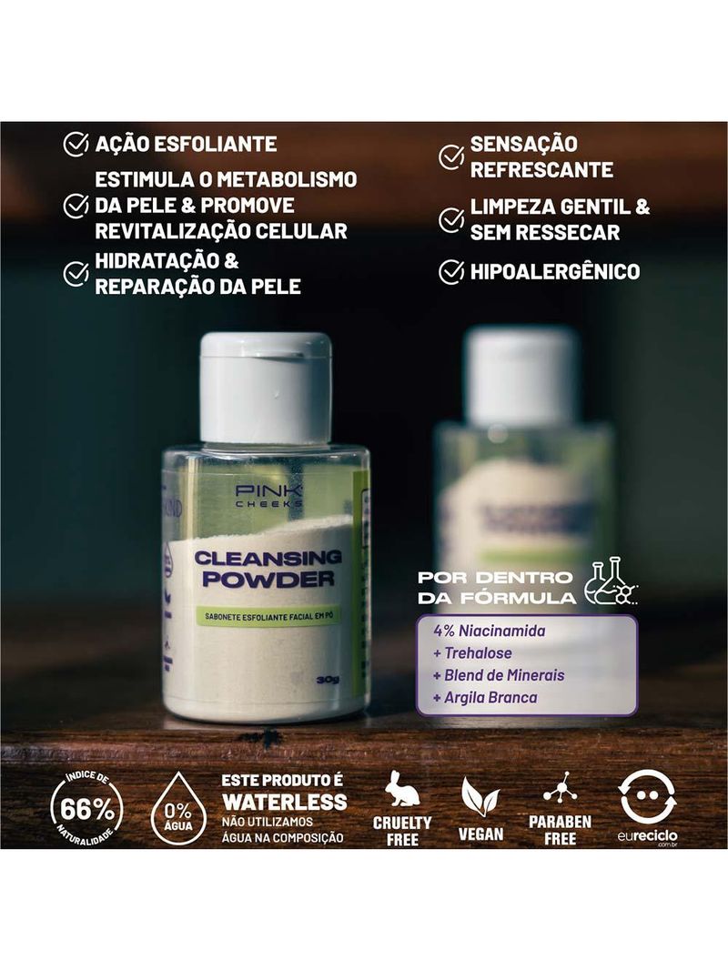 Sabonete facial em pó pink cheeks cleansing powder