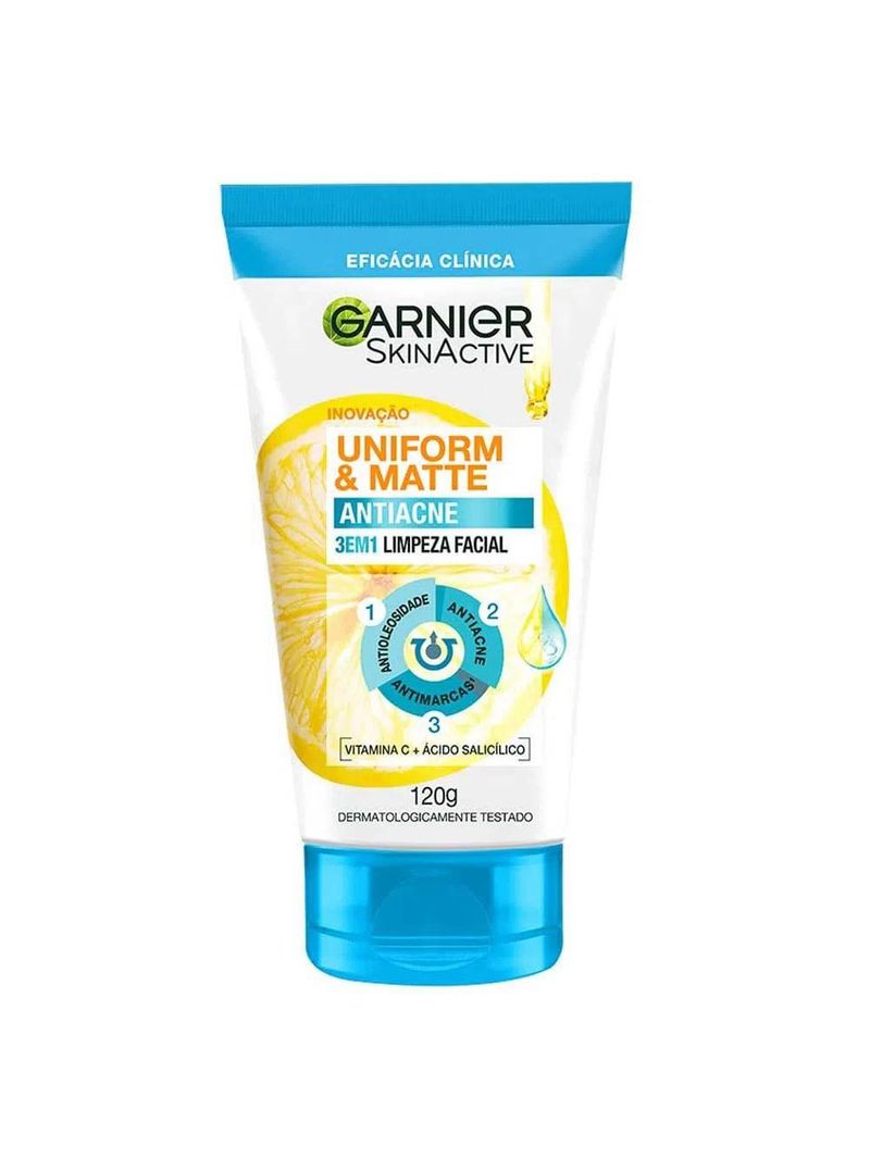 Garnier skin uniform & matte kit - sérum facial + sabonete facial 3 em 1 + gel de limpeza facial