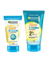 Garnier skin uniform & matte kit - sabonete facial 3 em 1 + gel de limpeza facial