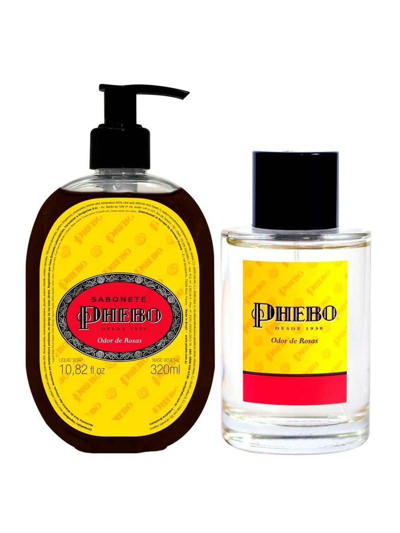 Phebo kit odor de rosas - colonia + sabonete líquido
