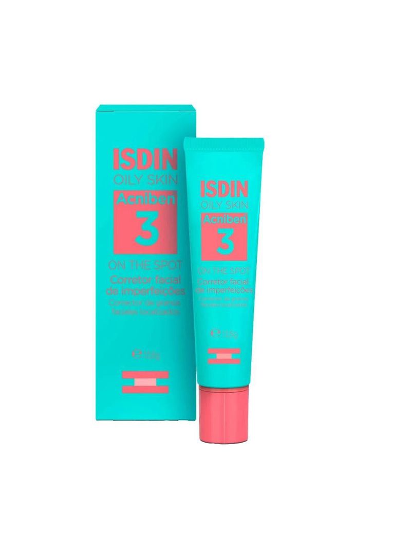 Isdin kit – sabonete líquido facial + gel creme facial + spray corporal antiacne + gel secativo para espinhas