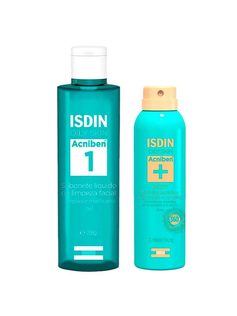 Isdin acniben kit - sabonete líquido facial + spray corporal antiacne