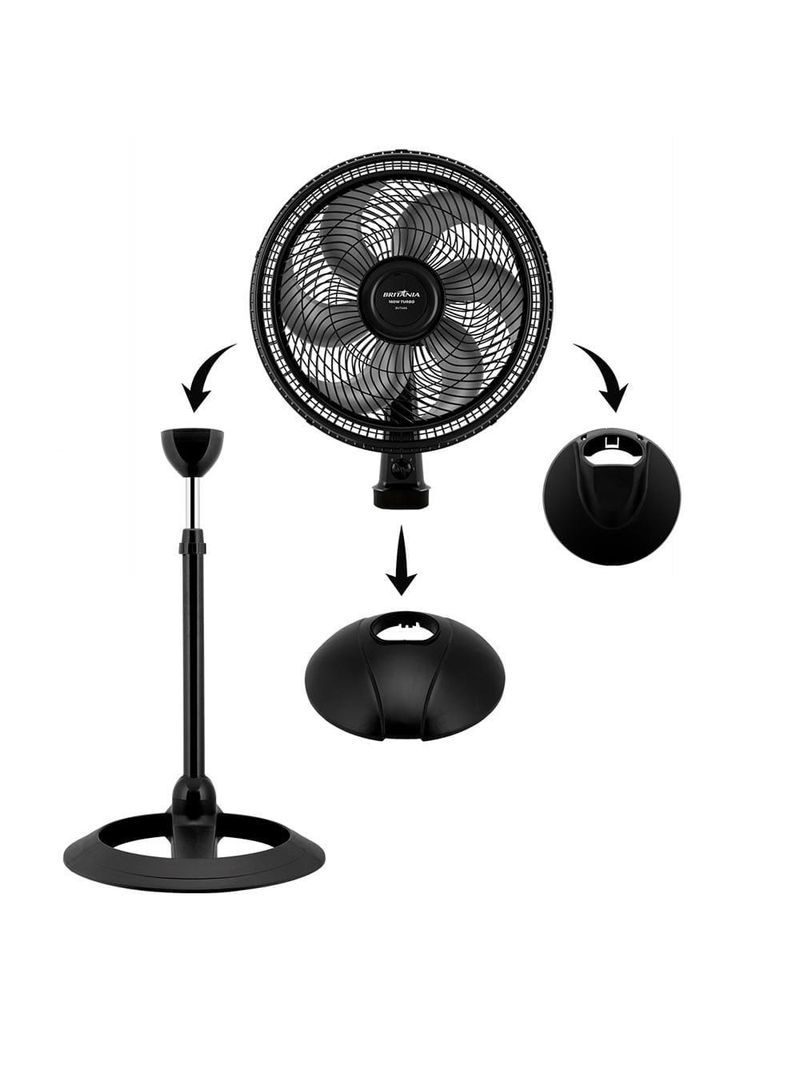 Ventilador de coluna britânia bvt466 maxx force 40cm com 3 velocidades, 6 pás e 160w - preto