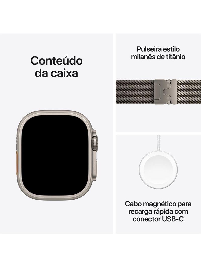 Apple watch ultra 3 gps+ cellular 49mm pulseira milanês p natural