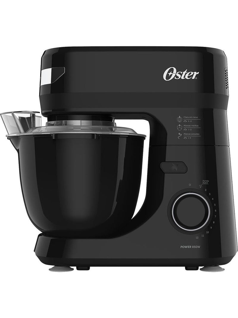 Batedeira planetária bowl black iii oster obat640 850w 12 velocidades tampa antirrespingos