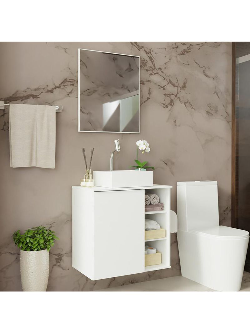 Armário gabinete com espelho para banheiro 60cm branco madesa