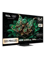 Smart tv tcl 65”4k qd-mini led 65c7k 144hz com sistema operacional google tv