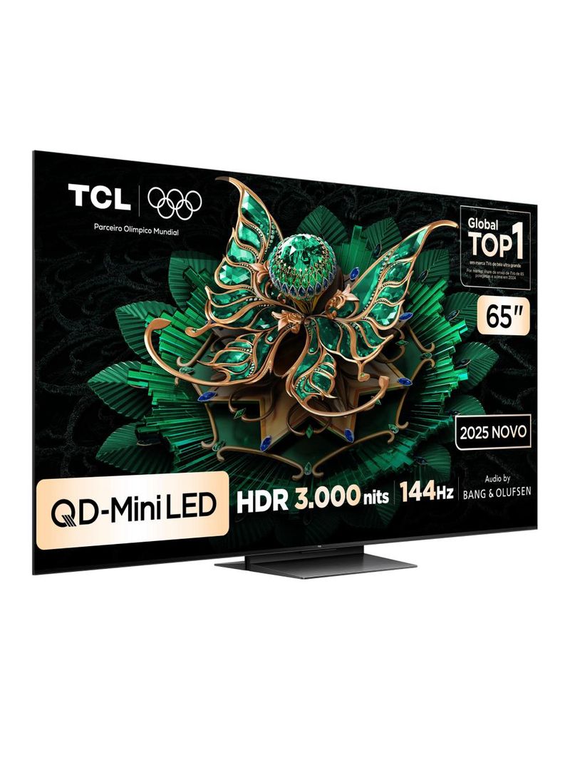 Smart tv tcl 65”4k qd-mini led 65c7k 144hz com sistema operacional google tv
