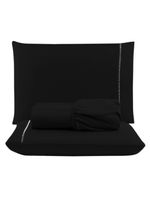 Jogo cama lençol unique queen micro percal 400 fios ponto palito 3 peças - preto
