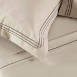 Jogo cama lençol trivio queen 400 fios bordado fronhas aba americana 4 peças bege