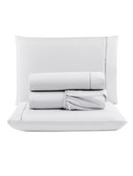Jogo cama lençol unique casal padrão micro percal 400 fios ponto palito 4 peças - branco