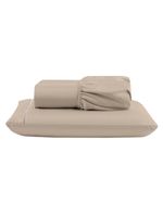 Jogo cama lençol unique solteiro micro percal 400 fios ponto palito 2 peças - avelã