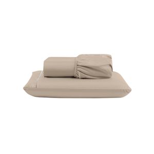 Jogo cama lençol unique solteiro micro percal 400 fios ponto palito 2 peças - avelã