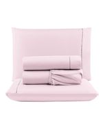 Jogo cama lençol unique king micro percal 400 fios ponto palito 4 peças - rosa