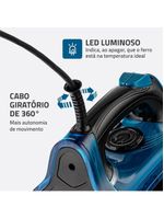 Ferro a vapor mondial f-53 com spray – preto/azul
