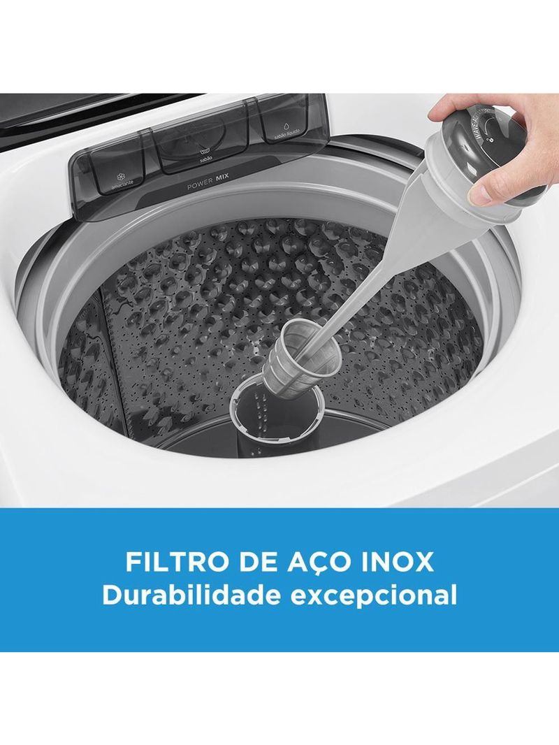 Lavadora de roupas midea wave agitator 13kg ma512w130a com timer digital, filtro de fiapos, função perfume+ e sistema power mix dispenser - branca