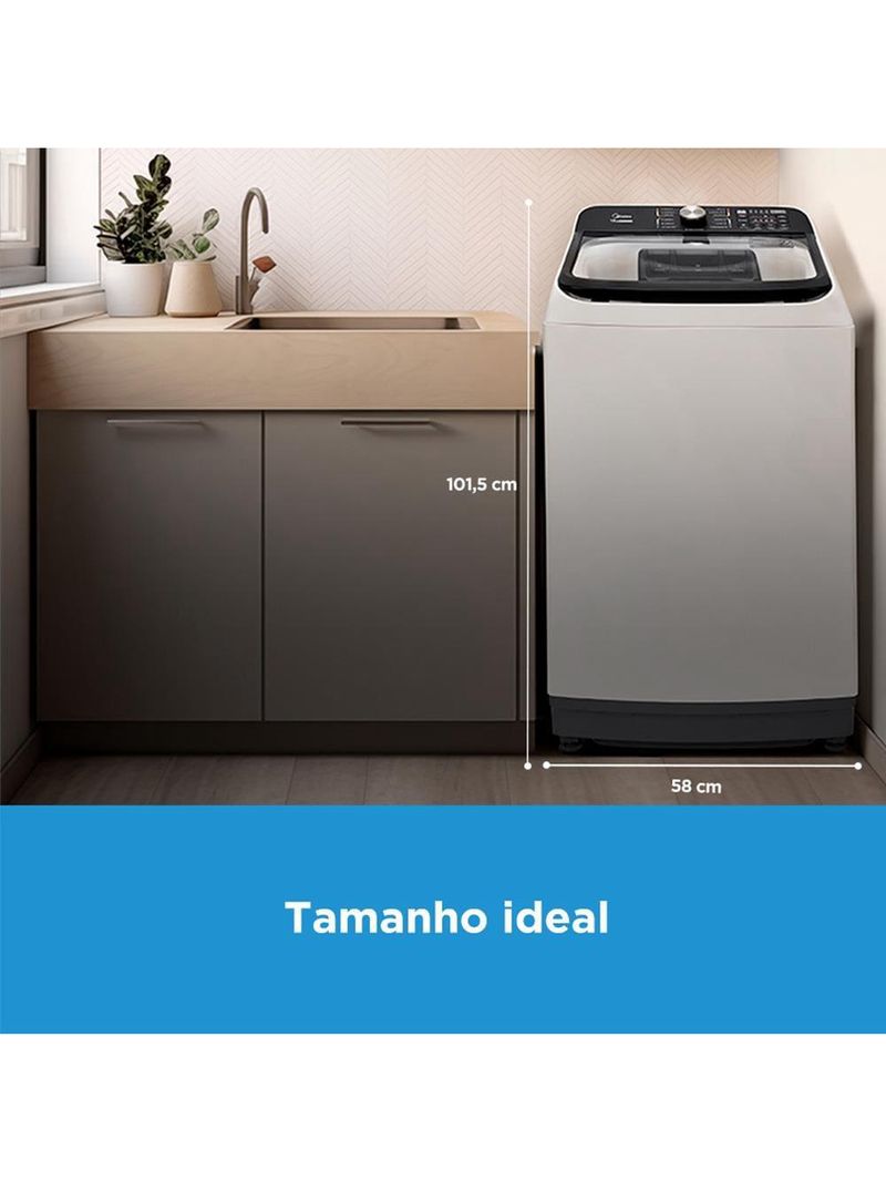 Lavadora de roupas midea wave agitator 13kg ma512w130a com timer digital, filtro de fiapos, função perfume+ e sistema power mix dispenser - branca
