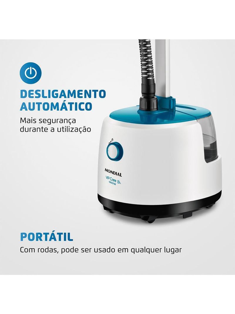 Passadeira a vapor mondial vip care vp-07 – branco/azul