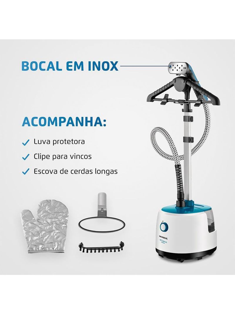 Passadeira a vapor mondial vip care vp-07 – branco/azul