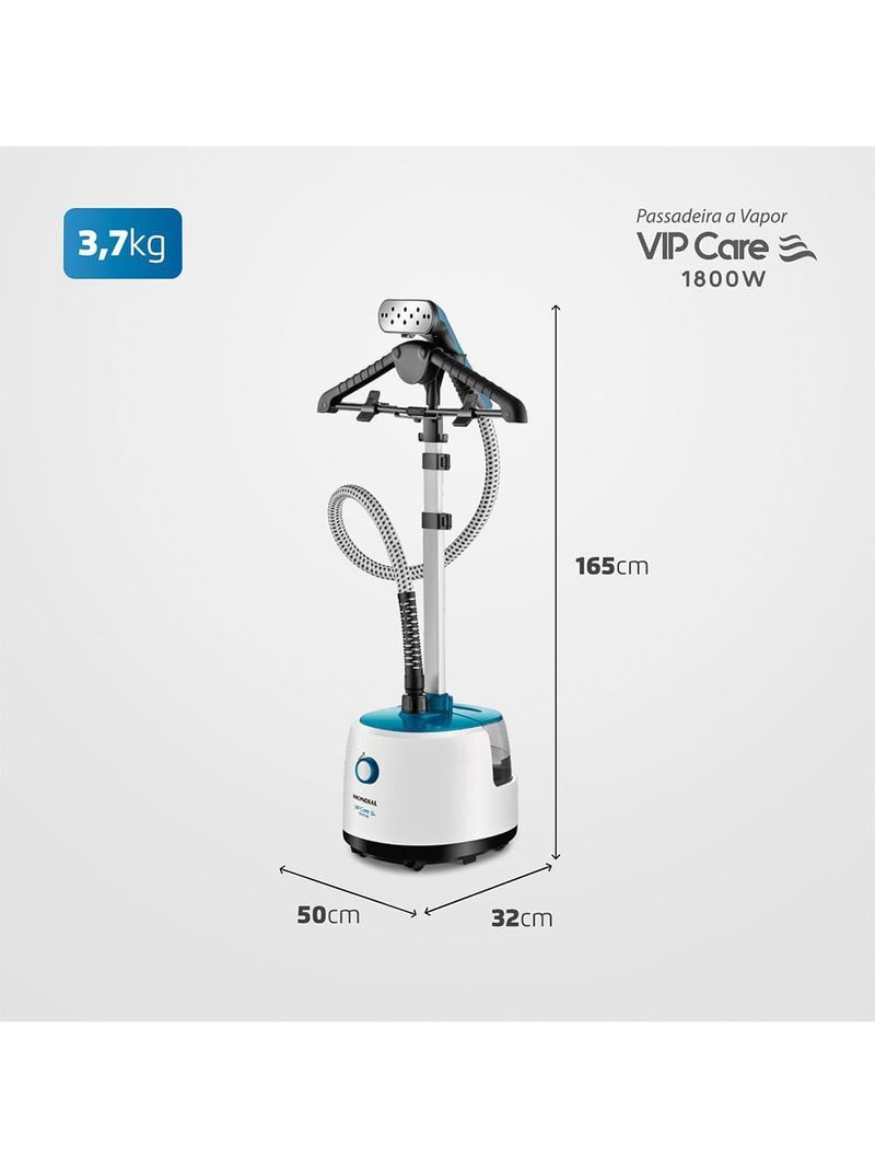 Passadeira a vapor mondial vip care vp-07 – branco/azul
